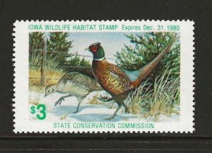 #1980 Iowa MNH Single Conservation Commission State Hunting Stamp (StockPhoto)