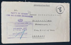 1940s Captetown South Africa POW Interment Andalusia Camp Cover To Germany