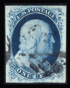 MOMEN: US STAMPS #9 POS. 19L1L IMPERF USED VF+ LOT #89963*