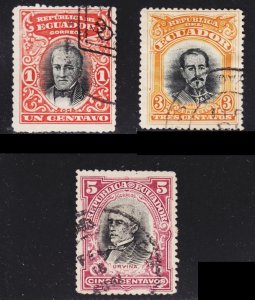 Ecuador Scott 166, 168, 169 F to VF used.