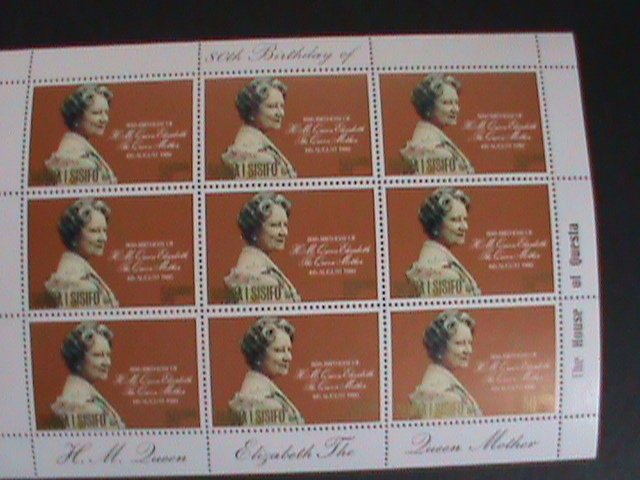 SAMOA ISLAND ISSIFO-1980 QUEEN MOTHER-ELIZABETH 80TH BIRTHDAY-MNH SHEET VF