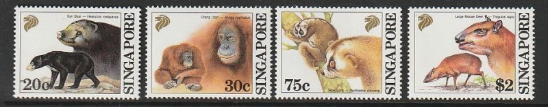 1992 Singapore -Sc 645-48 - 4 singles - MNH VF - Wild Animals
