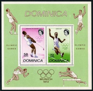 Dominica 344a,MNH. Michel Bl.14. Olympics Munich-1972. Hammer throw, Broad jump.