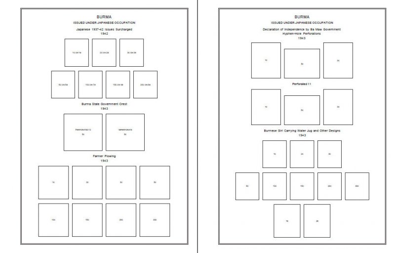 PRINTED JAPAN WW2 [S.E. ASIA OCCUPATIONS] 1942-1945 STAMP ALBUM PAGES (43 pages)