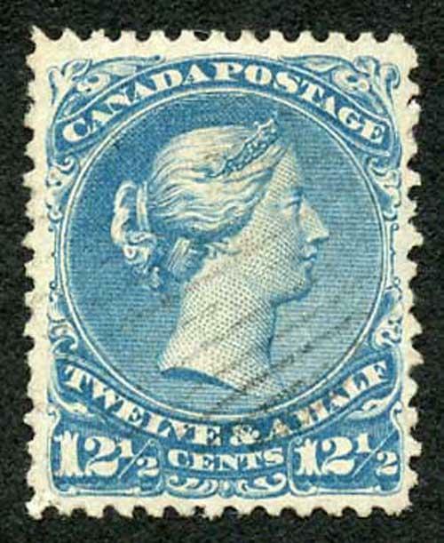 Canada SG60b 12.5c bright blue wmk S Fine Used cat 300