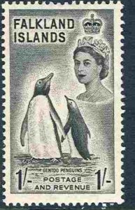 Falkland  # 127 QE II issue  1/- Penguins (1)  VF Unused VLH