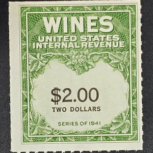 RE174 1941 $2.00 wine tax stamp unused