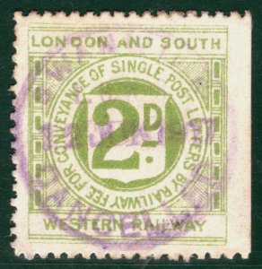 GB Dorset L&SWR RAILWAY Letter Stamp 2d SWANAGE Station Postmark Used SBW48