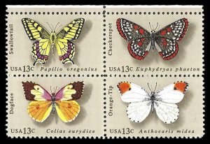 PCBstamps   US #1712/1715a Block 52c(4x13c)Butterflies, MNH, (10)