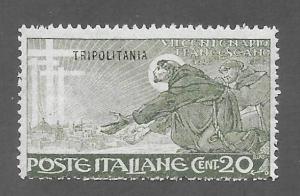 Tripolitania Scott 20 Mint 20c O/P St. Fransis of Assisi stamp 2015 CV $2.40