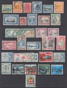 Jamaica Sc 75//290 used 1920-1969 issues, 33 different, sound & F-VF