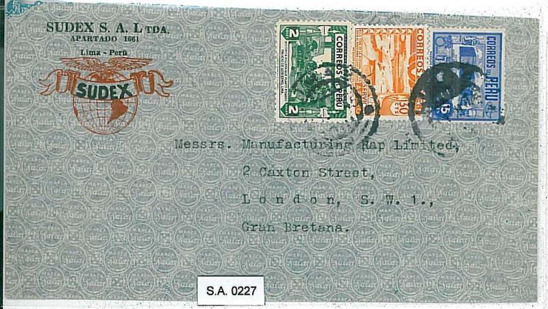 POSTAL HISTORY : PERU - AIRMAIL COVER to GB 1945