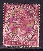 Straits Settlements-Sc #43- id7-used 4c carmine rose QV-dull vio-1899-