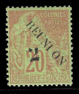 MOMEN: FRENCH REUNION SC #30 VAR 1891 MISSING ACCENT MINT OG H SIGNED LOT #66152