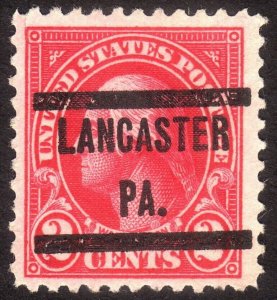 1923, US 2c Washington, Used, Lancaster precancel, Sc 554