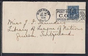Canada Scott 115 - Nov 14, 1929 Cover to Switzerland