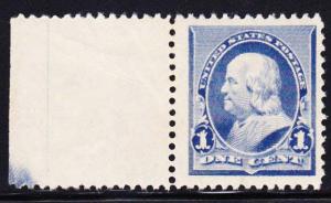#219 Franklin 1c MASSIVE VF Margin Stamp, VLH In Margin