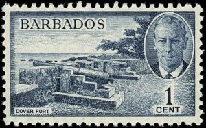 BARBADOS Sc 216 VF/Mint VLH - 1950 1¢  Dover Fort & King George VI