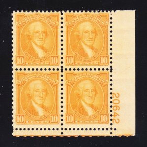 US 715 10c Washington Bicentennial LR Plate Block #20642 Mint XF OG NH  SCV $120