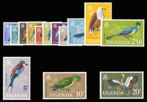 Uganda 1965 'Birds' set complete superb MNH. SG 113-126. Sc 97-110.