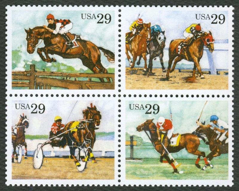 USA Scott 2759a Equestrian Horse events  block of 4 stamps MNH**