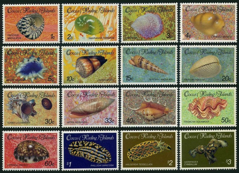 Cocos Islands 135-150,MNH.Michel 140-155. Sea Shells 1985-1986.