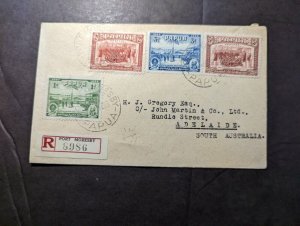 1935 Registered Papua Cover Port Moresby to Adelaide South Australia