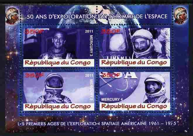 CONGO - 2011 - 1st Man in Space, USA #1 - Perf 4v Sheet - MNH - Private Issue