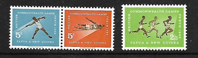 PAPUA NEW GUINEA 171-173 MNH COMMONWEALTH GAMES 1962