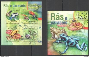 2013 Mozambique Reptiles Fauna Amphibians Frogs Snails Kb+Bl ** St2555