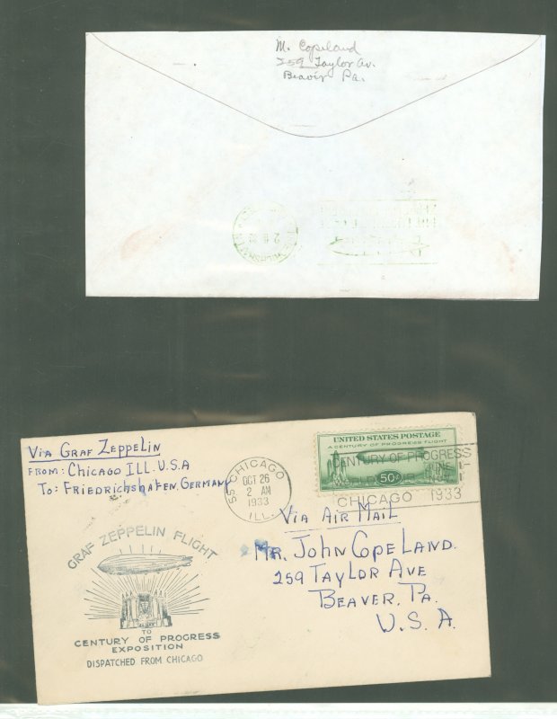 US C18 1933 Cover delivered via Graf Zeppelin