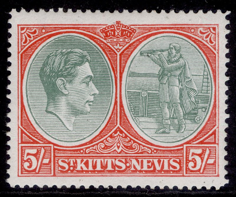 ST KITTS-NEVIS GVI SG77c, 5s green & scarlet-vermilion, LH MINT. Cat £55.