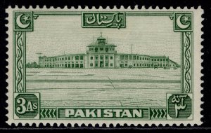 PAKISTAN GVI SG31, 3a green, M MINT.