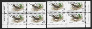 CANADA - #498 - 25c HERMIT THRUSH PLATE BLOCKS MNH BIRDS