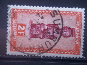 RUANDA URUNDI, 1948, used 2f, Carved Figures and Masks, Scott 101