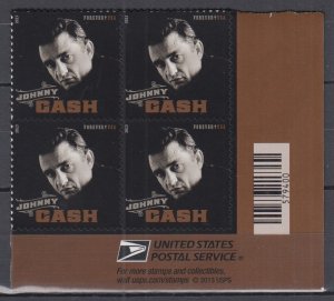 ​(J) USA #4789 Johnny Cash Block x4  forever MNH