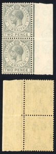 Gibraltar SG93 KGV 2d Grey wmk Script CA U/M Pair