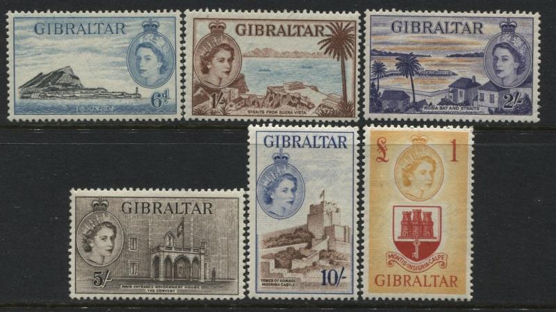 Gibraltar QEII 1953 6d to £1 mint o.g.