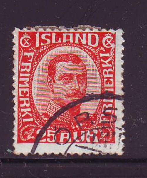 Iceland Sc 121 1921 25 aur red Christian X stamp used