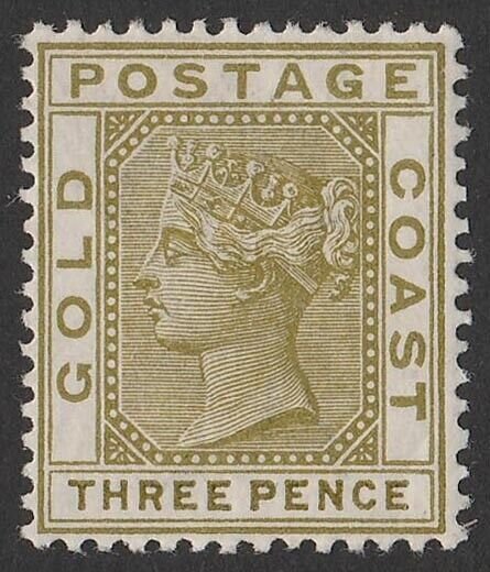 GOLD COAST 1884 QV 3d olive, wmk Crown CA.