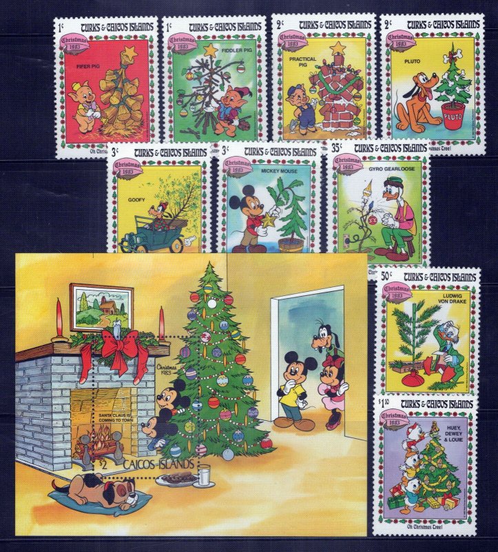 Turks & Caicos Islands 593-602 MNH Disney Oh Christmas Tree ZAYIX 0701M0043