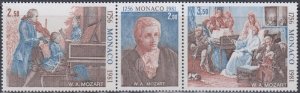 MONACO Sc #1277a CPL MNH STRIP of 3 DIFF MOZART