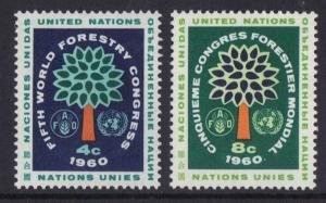 United Nations New York #81-82  MNH  1960  forestry  tree