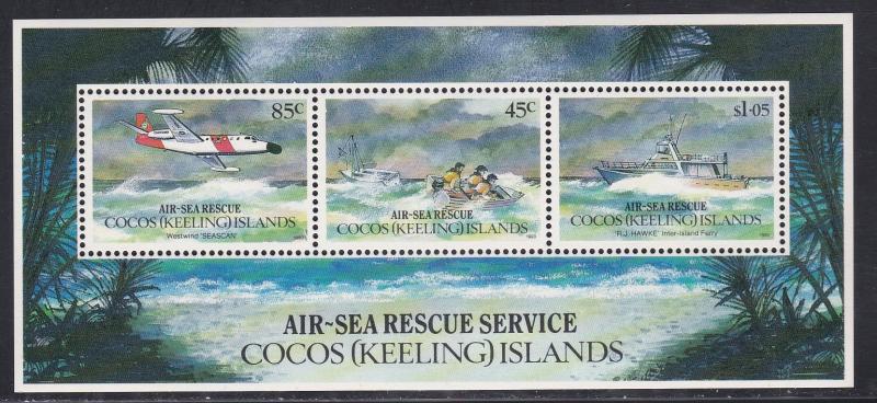 Cocos Islands # 285a, Air Sea Rescue Service, Souvenir Sheet, NH, 1/2 Cat