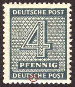 1946, Germany, West Saxony 4pf, MH, preprint imperfection, Sc 14N2