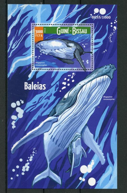 Guinea-Bissau 2015 MNH Whales 1v S/S Marine Animals Humpback Whale