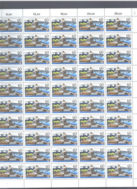 GERMANY 1992 #1696, FULL SHEET@ $20.00 or SINGLE STAMP @$0.70  MNH