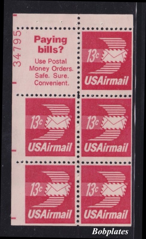 BOBPLATES #C79A Winged Envelope Booklet Pane 100% #34795 Upper Left DCV=$75