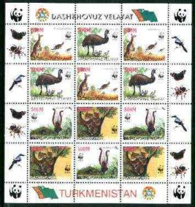 DASHKHOVUZ VELAYET - 1998 - Wild Animals - Perf 12v Sheet - M N H -Private Issue