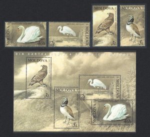 Moldova Swan Eagle Bustard Egret Birds 4v+MS 2003 MNH SC#461-464